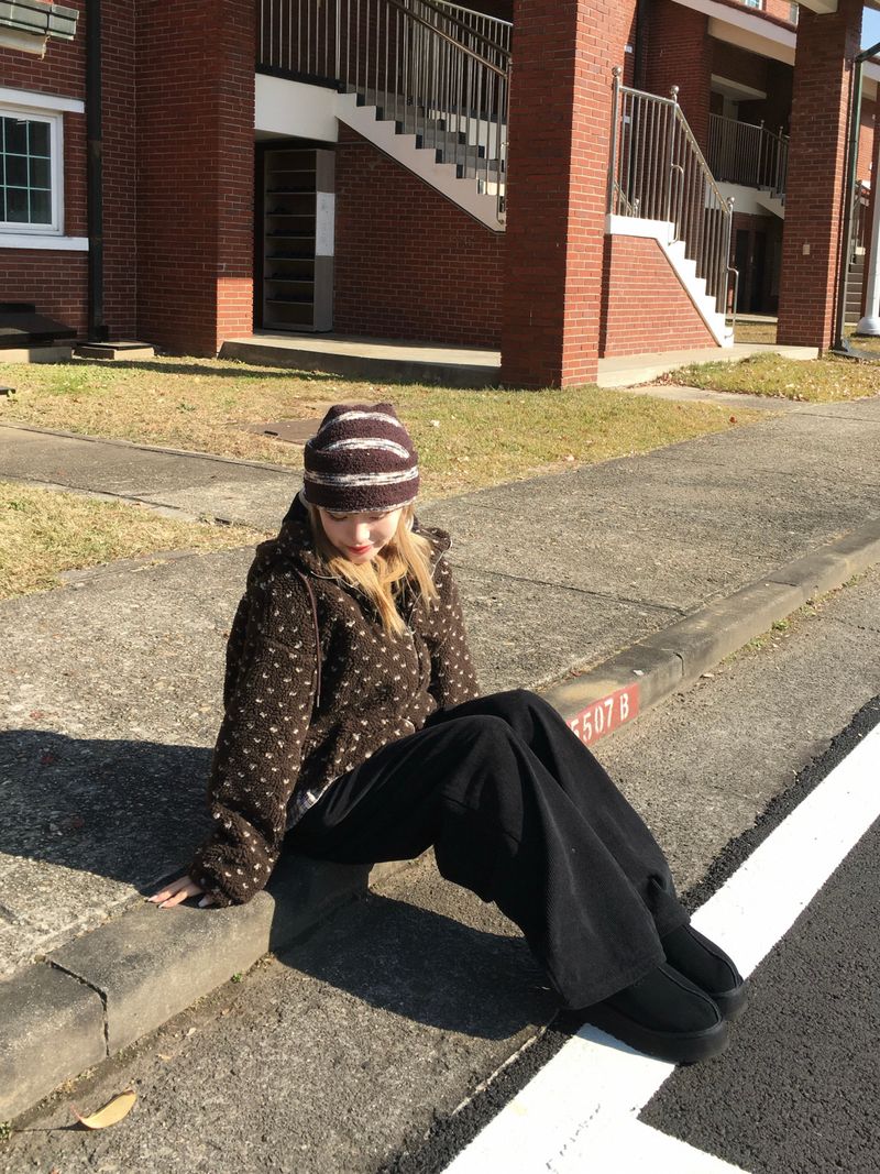 Down Lining Corduroy Wide Pants
