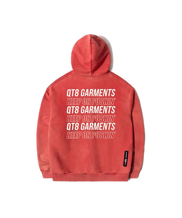 OC Slogan Washed Zip-up hoodie (Red)