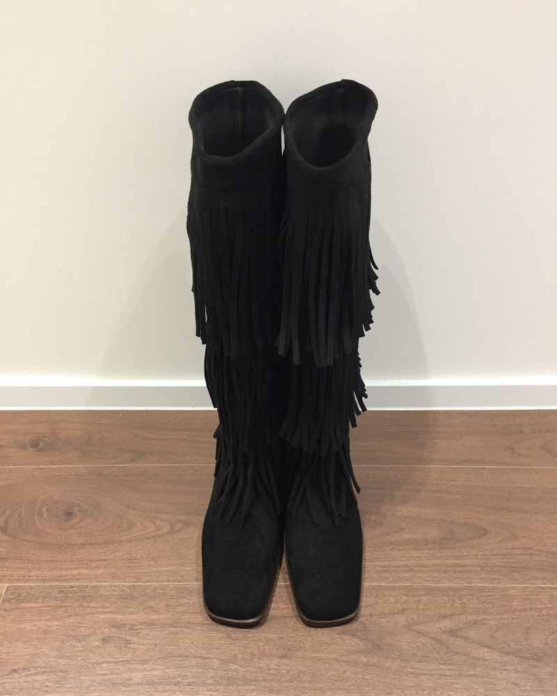 Suede fringe long boots(2color)