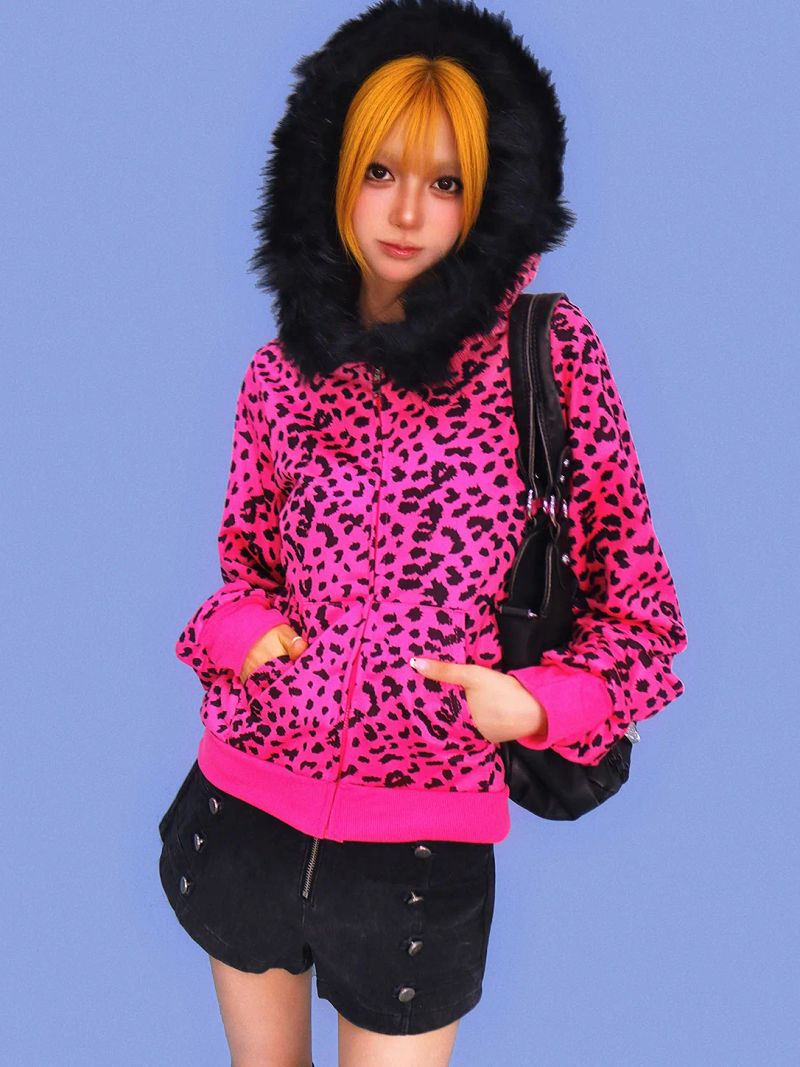 KUO（クーオ）の「ウィンク ホットピンク レオパード ファー ジャンパー（ジャケット/アウター）」