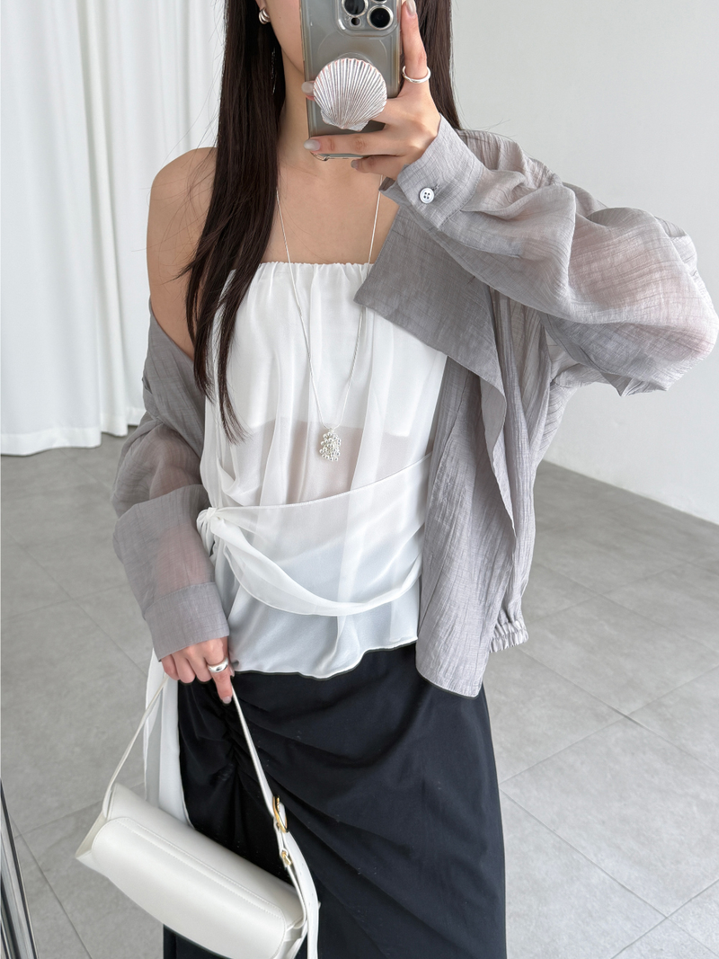 シフォンバンディングチューブトップス (3color)