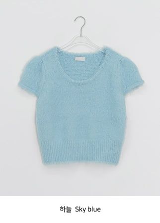 Sbit Round Hairy Short Sleeve Knit