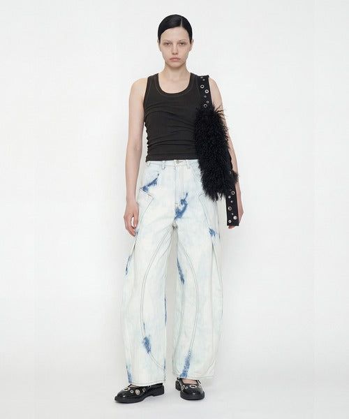 BLEACH WIDE DENIM PANTS