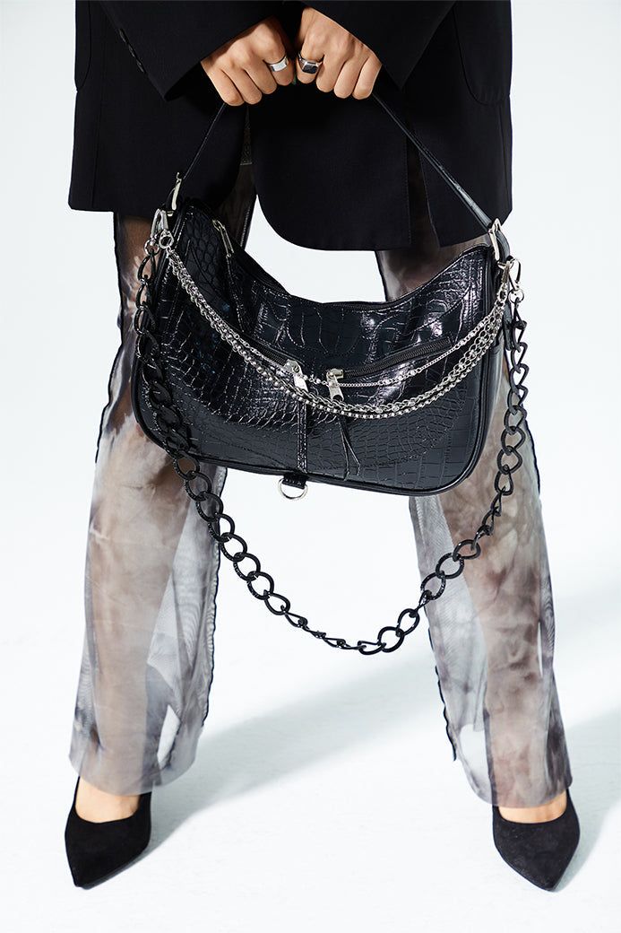 Triple Chained Alligator Leather Bag (glossy)