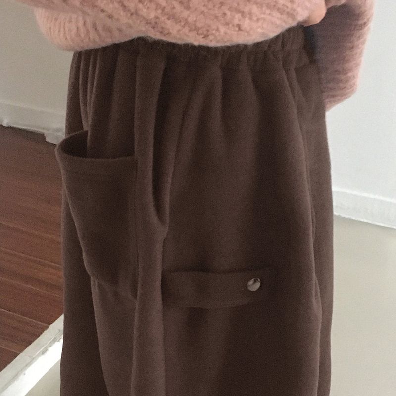 Pingti Side Snap Fleece Wide Pants