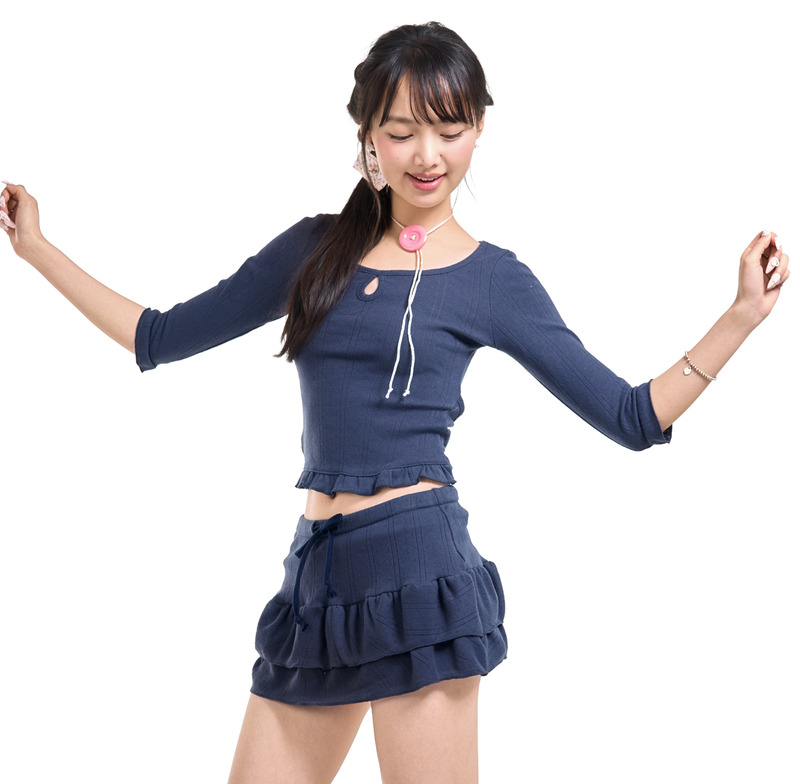BLOSSOM PICOT MINI SKIRT [NAVY]