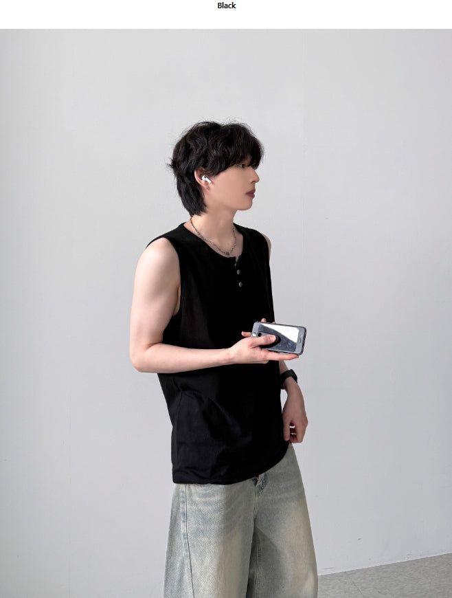 YOURNUS（ユアナス）の「Luden Henley-Neck Sleeveless（Tops）」