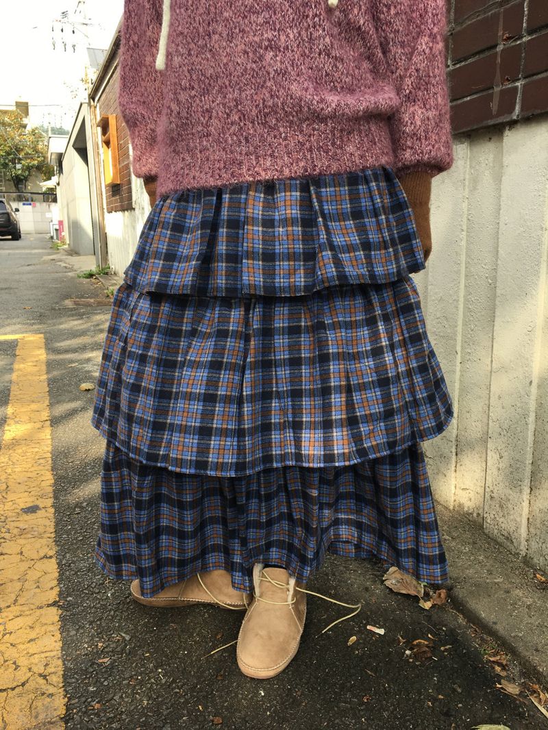 DUGGY（ダギー）の「[MD Pick] Peach Plaid Tiered Skirt (2color)（Skirts）」