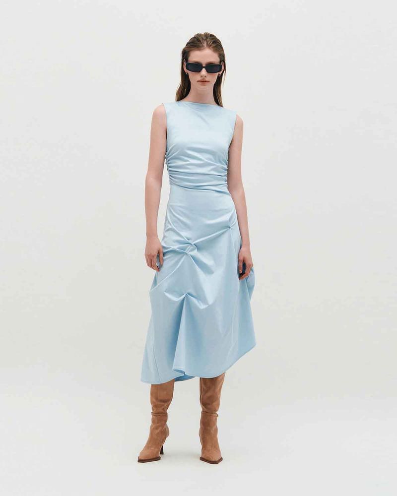 KIMZISU(キムジス)の「DOZI - Sleeveless Pinched Long Dress _ SKY BLUE(Dresses)」