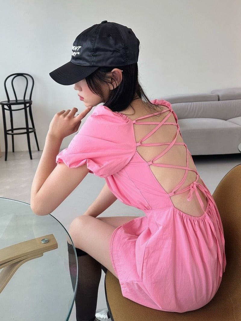 back strap ribbon dress