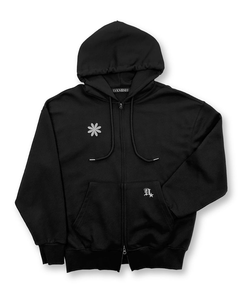DAMISH（ダミッシュ）の「Symbol Logo Twoway Hoodie Zip-up_Black（Tops）」