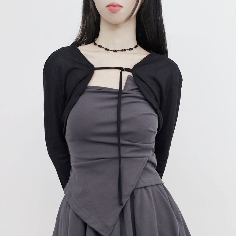 pesh string bolero + shirring sleeveless + shorts set