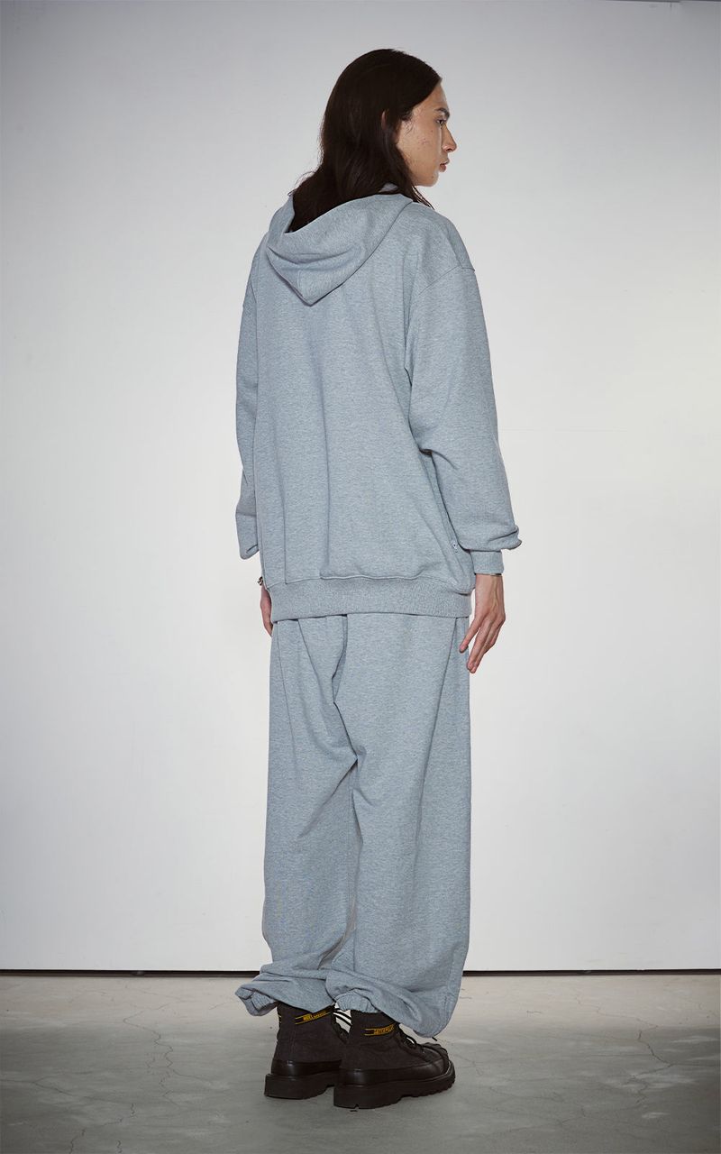 HAIF-ZIP HOODIE (LONG)_GRAY