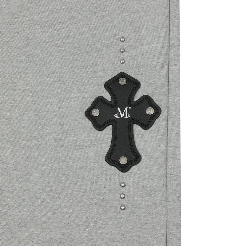 MOEN CROSS LEATHER PATCH SWEAT PANTS UNISEX (2Color)