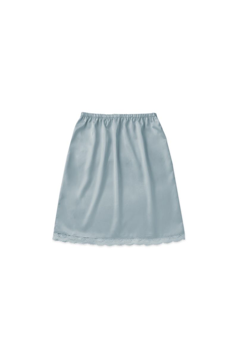 Satin midi skirt_skyblue