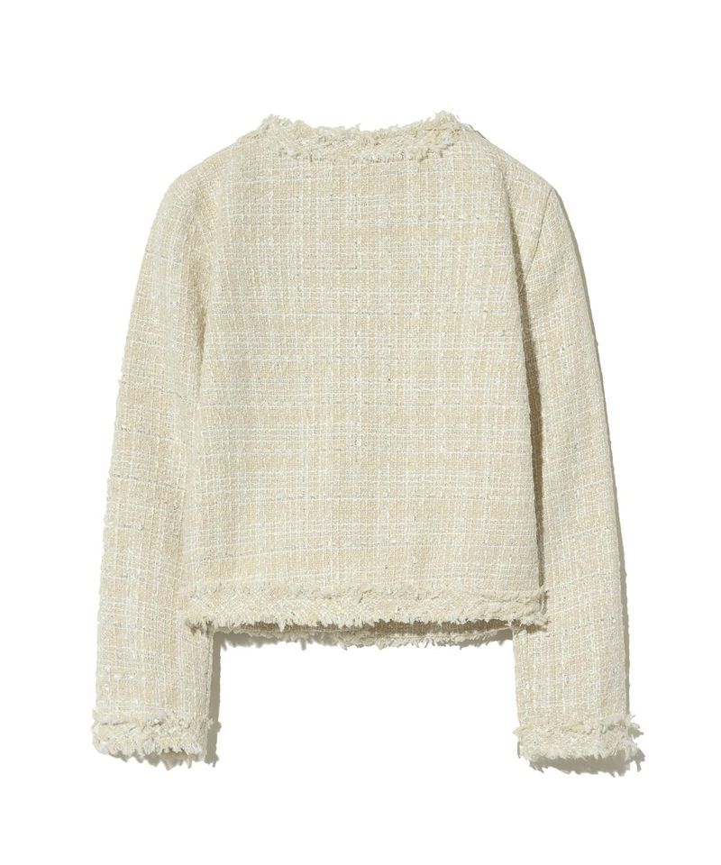 85-VIVAJ048 Multi-Color Crop Tweed Jacket Ivory