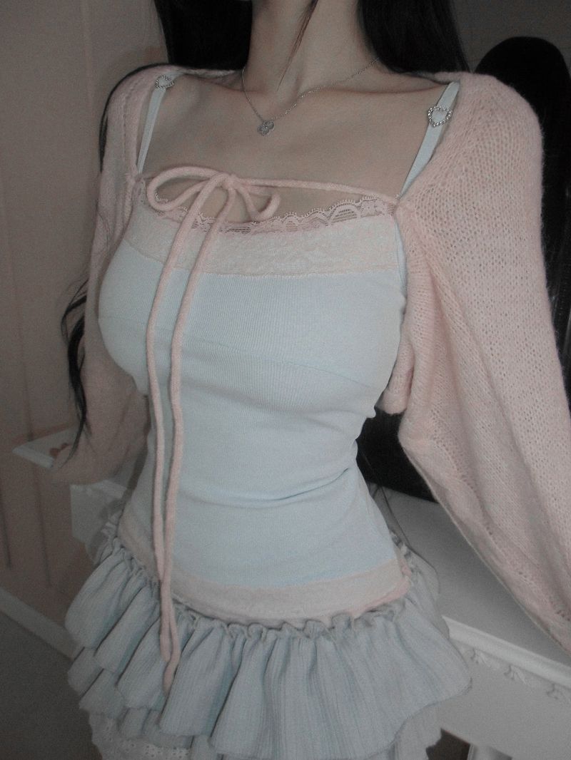 [MADE] Heart-Drop Lace & Cubic Heart Camisole
