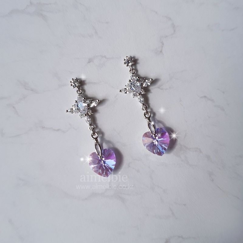 Angelic Heart Crystal Earring - Violet