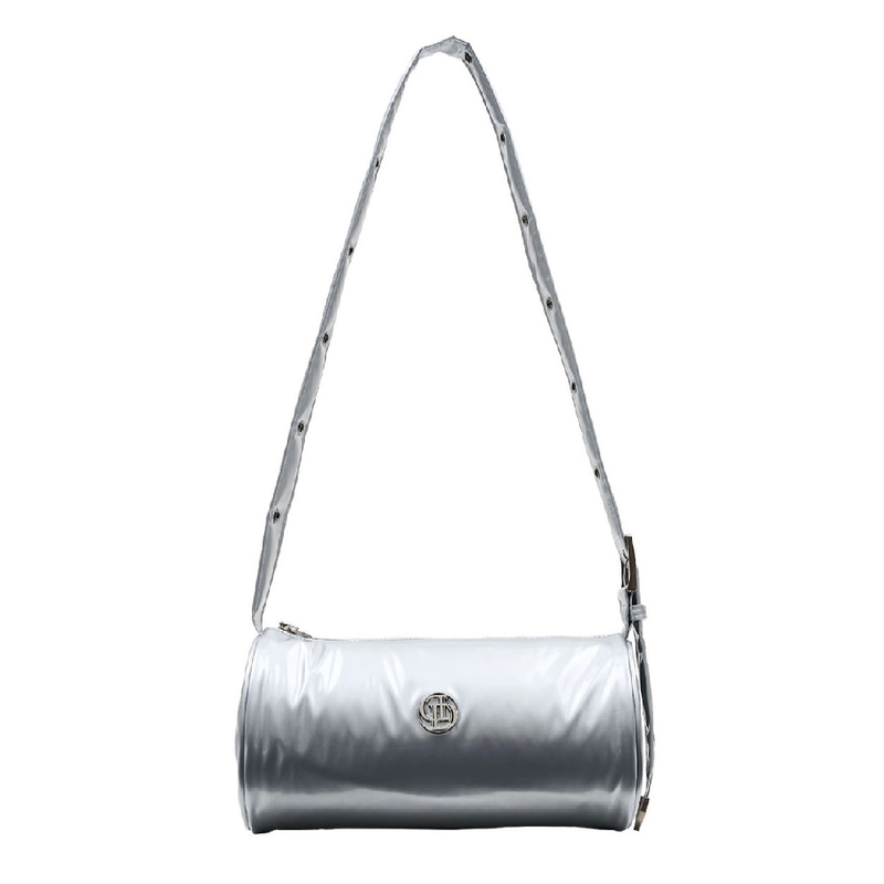 2WAY BELTED STRAP BARREL BAG SMALL_GLOSSY SILVER
