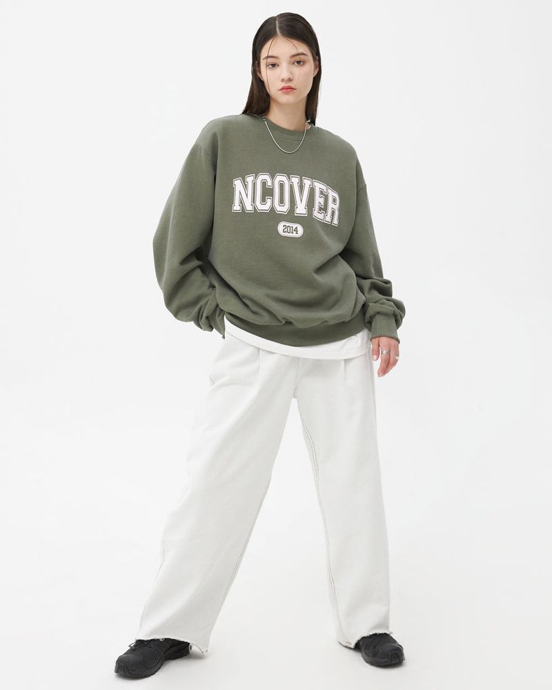 PIGMENT CRACK LOGO SWEATSHIRT-KHAKI