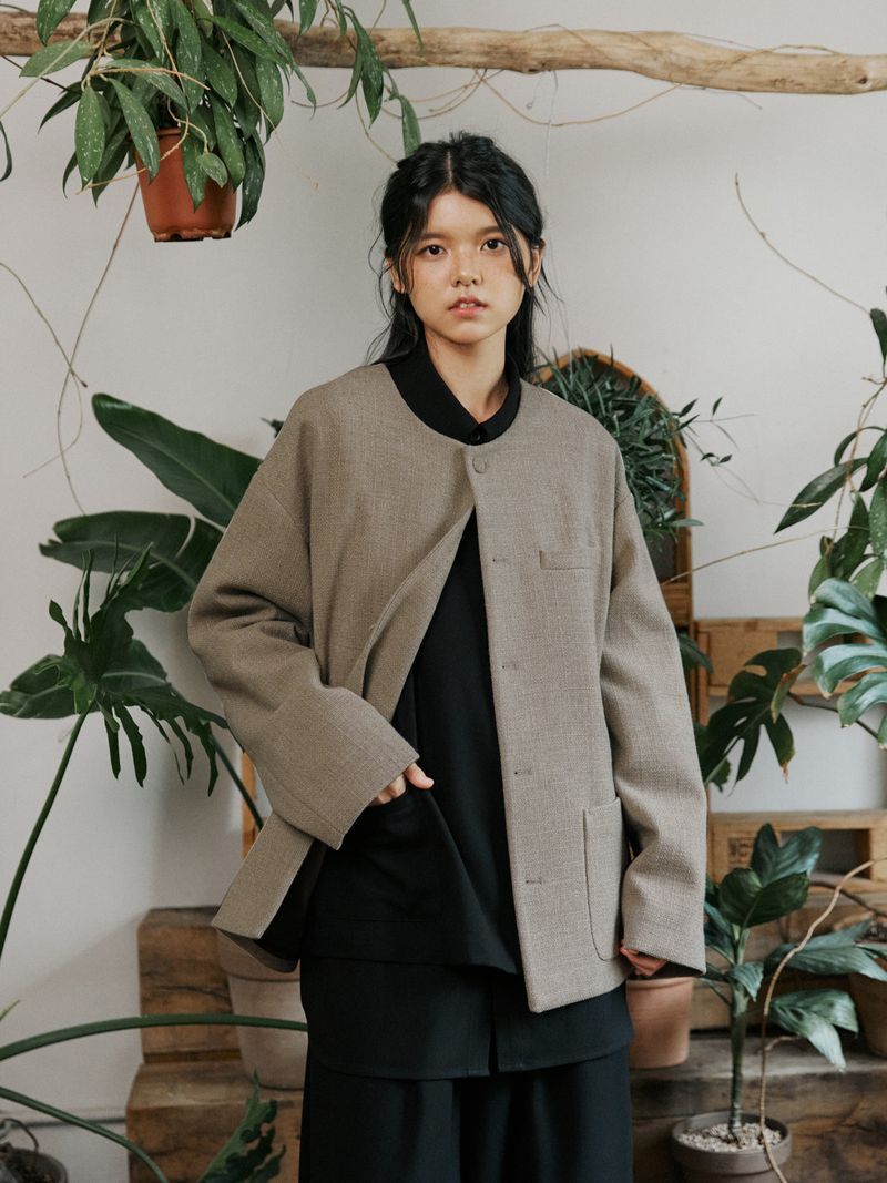 unisex tweed jacket beige