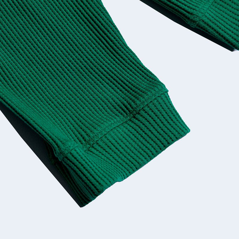 DAMP ROUND-NECK WAFFLE CARDIGAN_GREEN