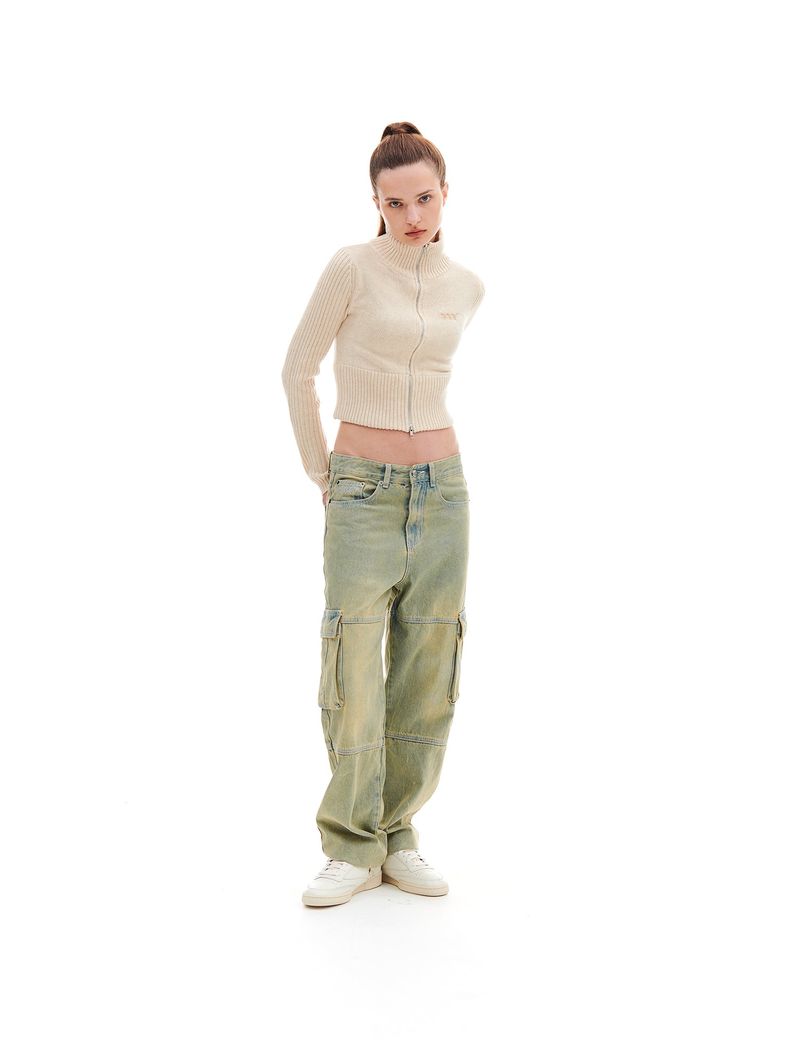 KNIT ZIP-UP CARDIGAN (IVORY)