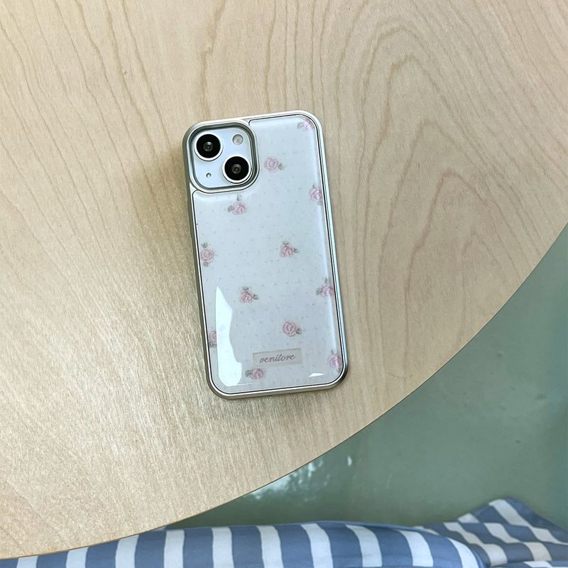 [MADE][Glass Silver Bumper Case]  Rose Stitch Knit Case