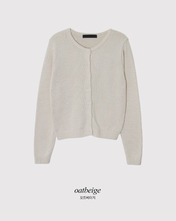 Basic Cotton100 Round Knit Cardigan (7color)