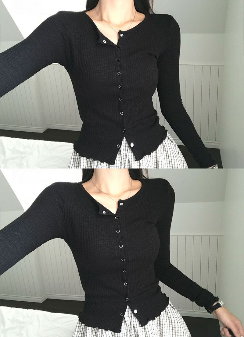 Slim Button Long Sleeve Cardigan