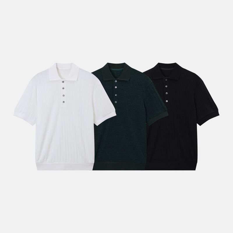Texture collar knitwear short-sleeve