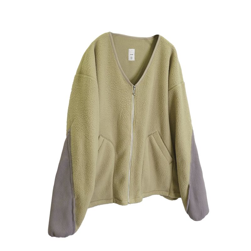 Double Face Fleece Cardigan / Olive Beige