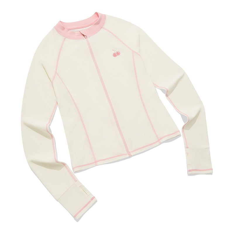 SMALL CHERRY ZIP-UP RASHGUARD [IVORY]