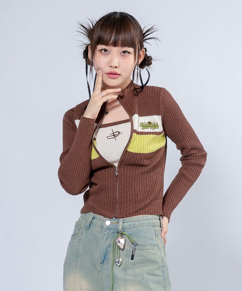 UNUSUALNORMAL（アンユージュアルノーマル）の「NASH KNIT ZIP-UP JUMPER _ BROWN（）」