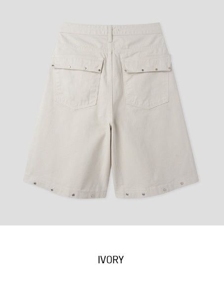 Leaden Stud Cotton Bermuda Shorts