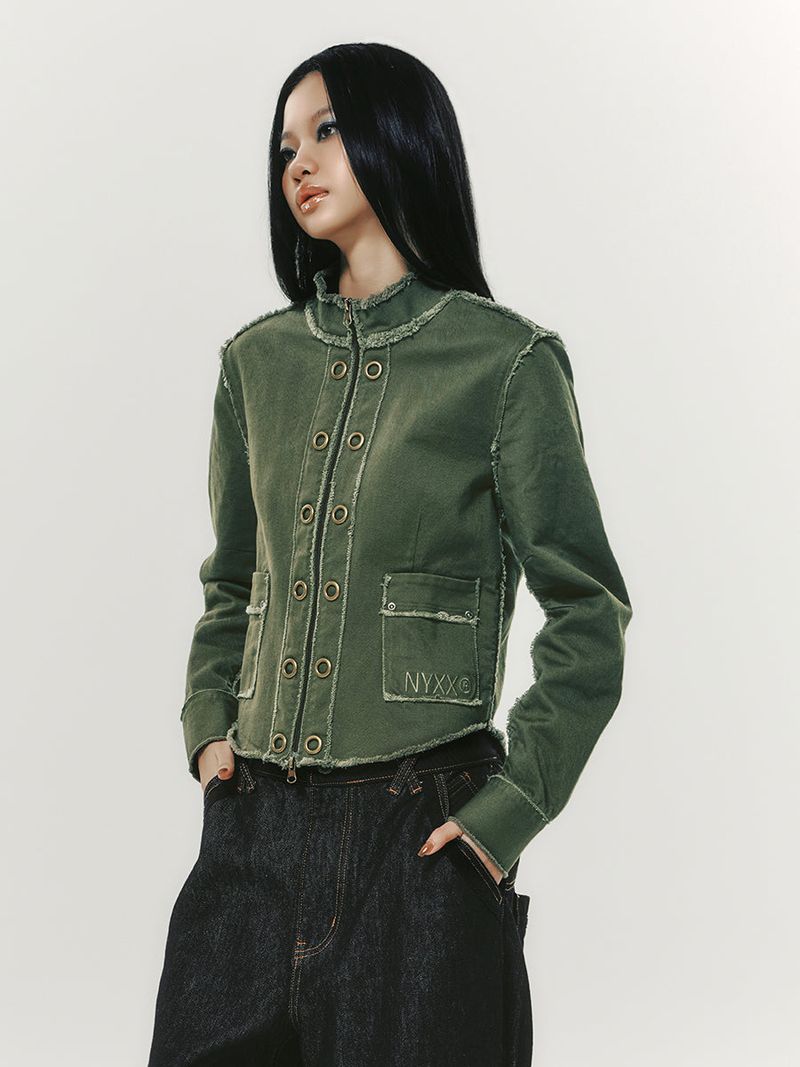 EYELET COTTON JACKET KHAKI
