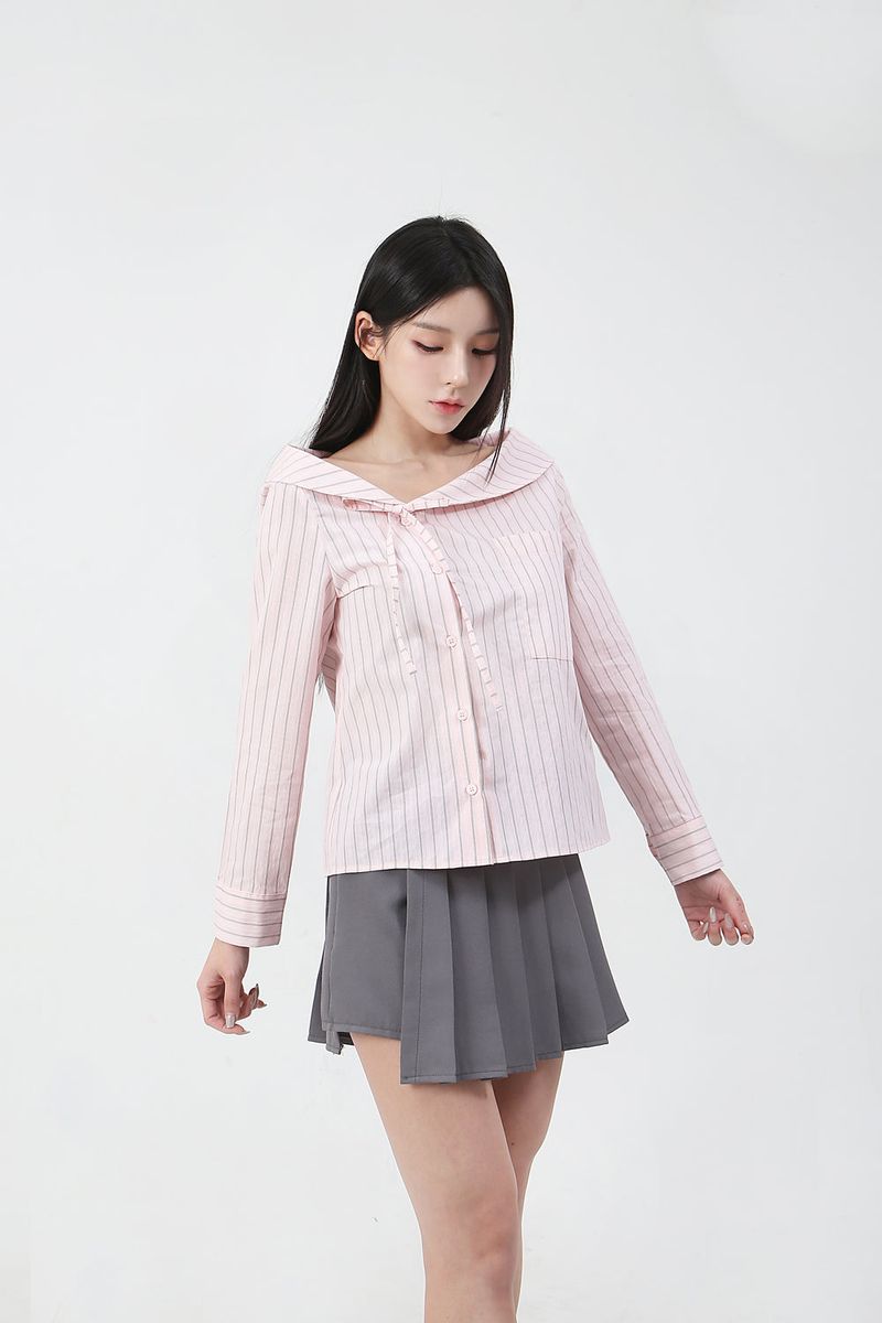 cattline(カトリーヌ)の「Stripe Offshoulder Blouse_pink(Tops)」