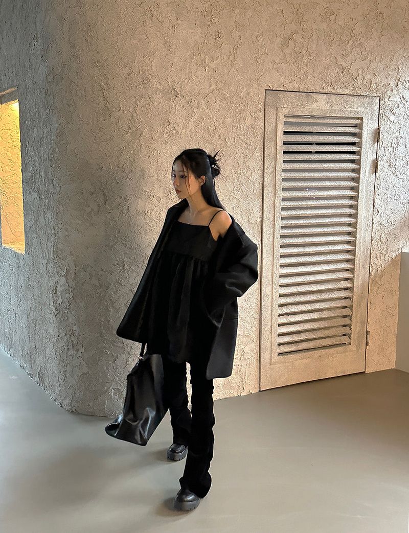 Boxy Oversized Fit Quilted Wool Jacket