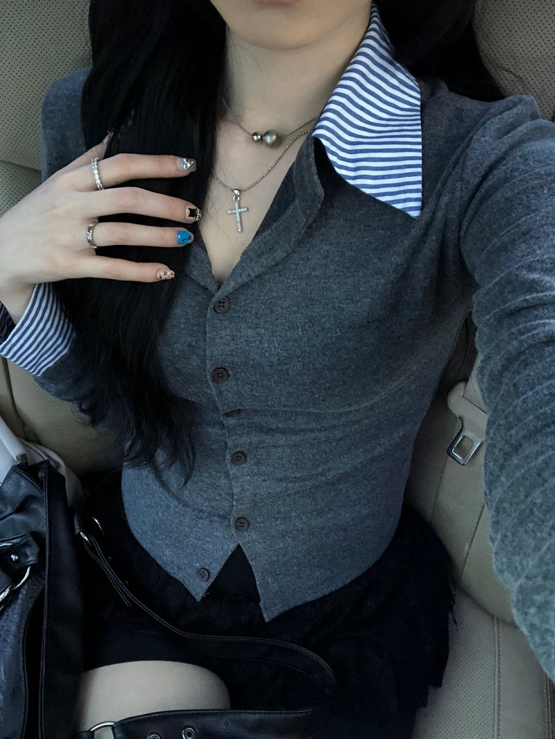 Pellen shirt cardigan (Gray)