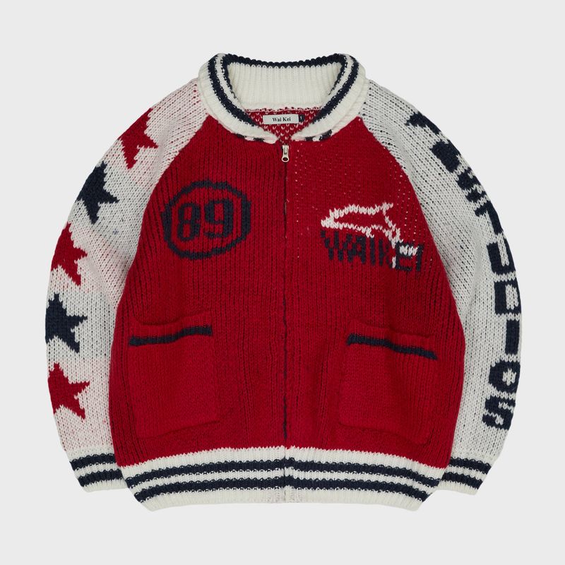 Dolphin Star Logo Zip-up Heavy Cardigan