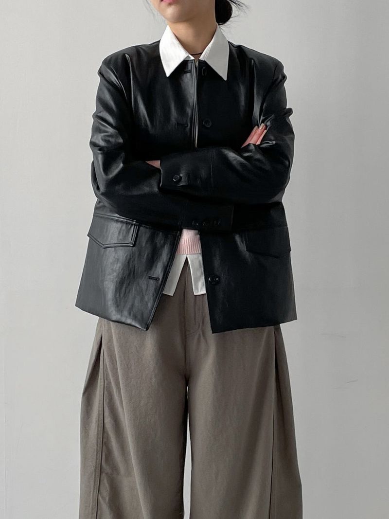 INCHANT ME（インチャントミー）の「Hunt No Collar Loose Fit Leather Jacket（Jackets/Outerwear）」