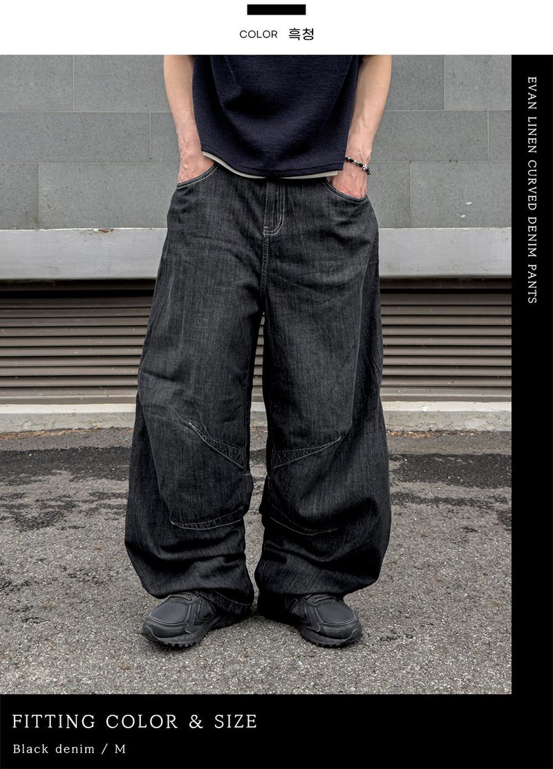 Evan Linen Curved Denim Pants