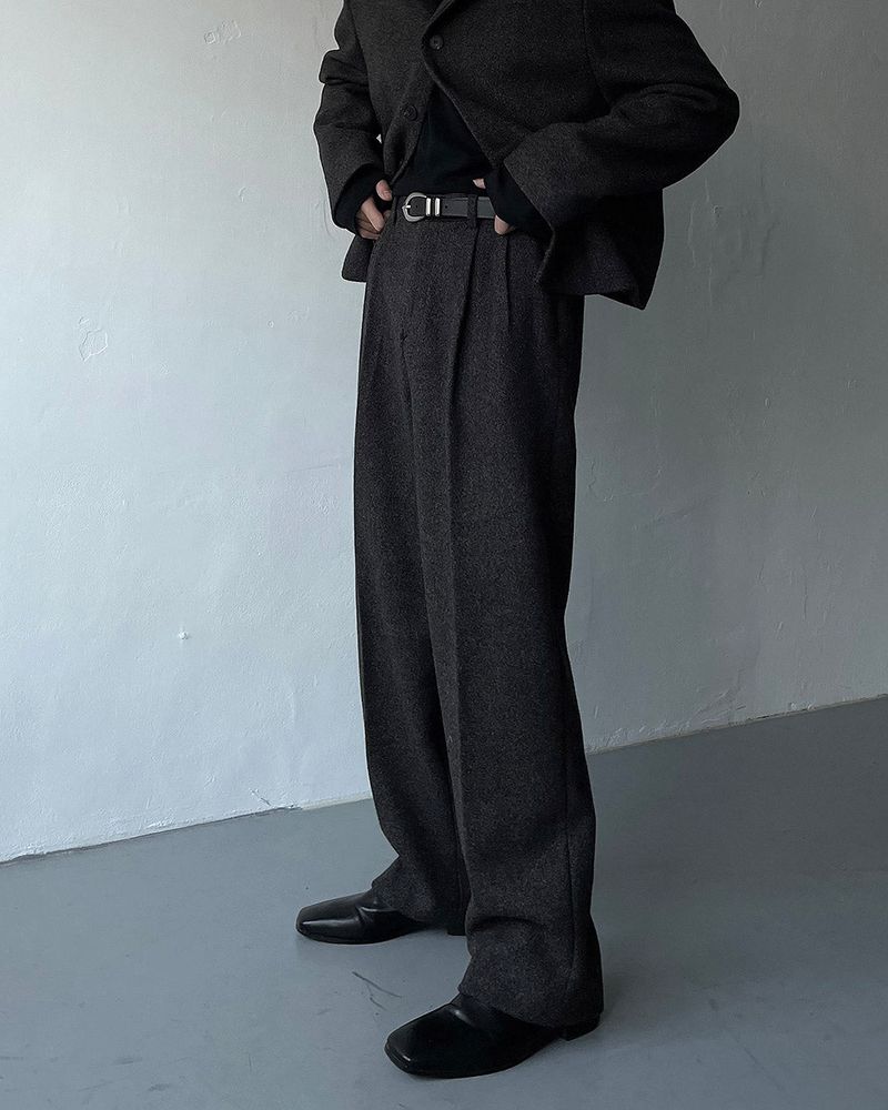 CR Youth shuffle two-tuck wool wide pants (3 colors)