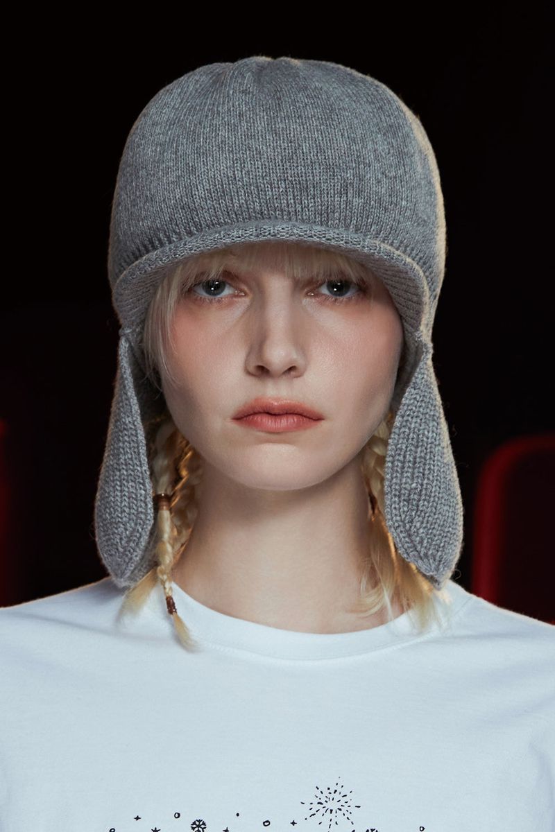 WOOL KNIT TROOPER HAT / GREY