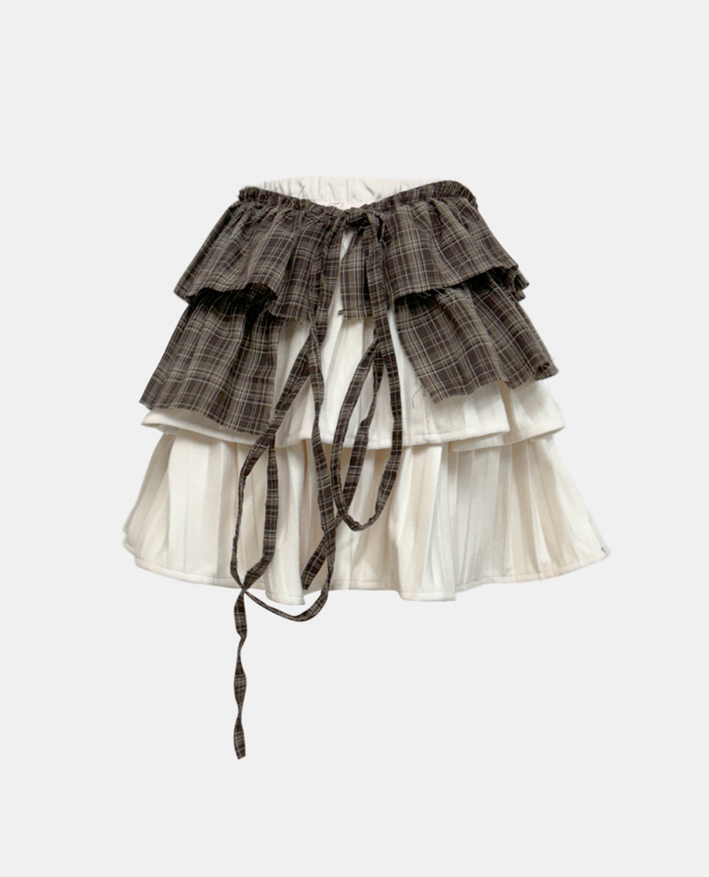 Velvet Checkered Layered Skirt