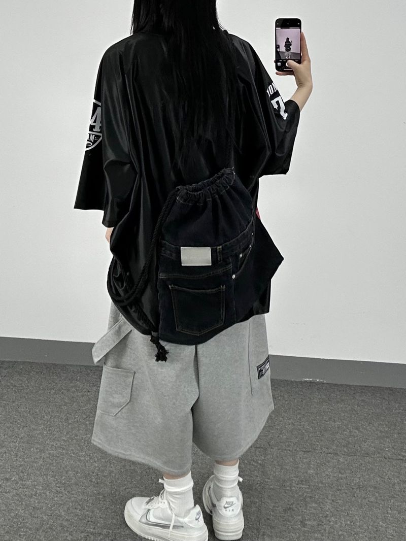 denim rope gym sack