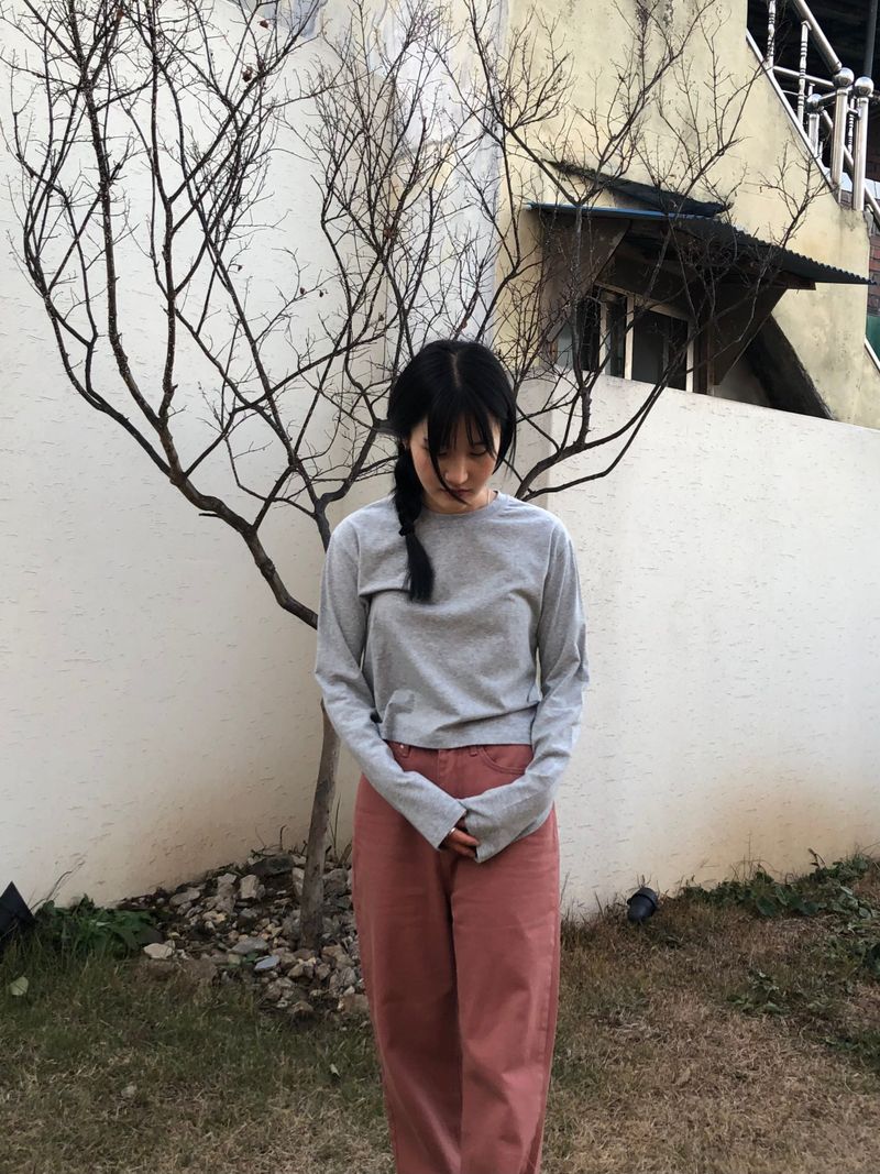 Dried rose semi wide pants