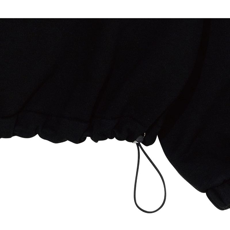 WASHED DENIM APPLIQUE SHORT HOODIE_BLACK