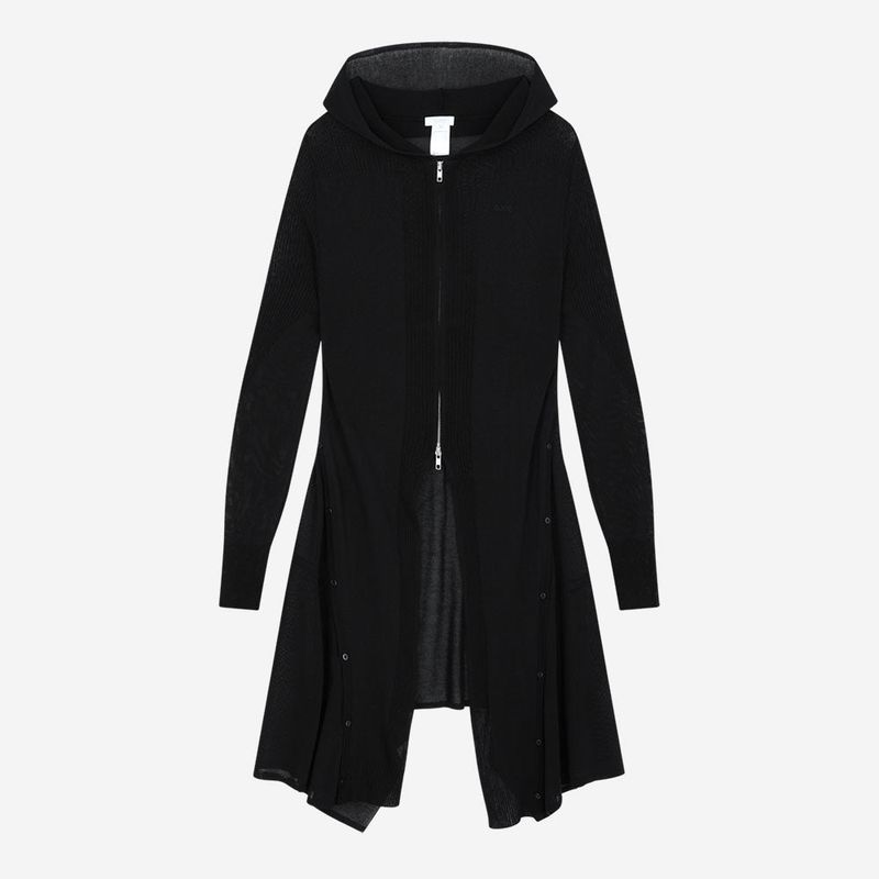 Detach Panel Knit Hoodie / Black