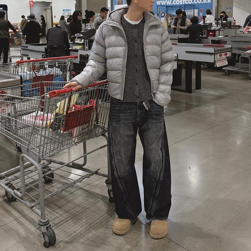 [Premium] Floppy Curved Denim Pants (Blue)